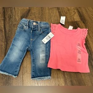 Gap 70’s Flare Jeans + Ruffle Sleeve Top